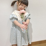 ぽわん袖ギャザーワンピース　lace flower 