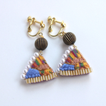 人魚パール金　刺繍イヤリング (ピアスに変更可)