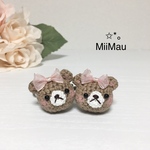 ピンクのリボン♡ くまちゃん あみぐるみ ヘアゴム