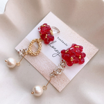さし色.赤い小花.アクセサリー/イヤリング.ピアス