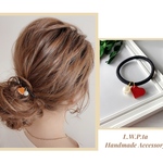 小さいハートとパールのシンプルヘアゴム／ヘアアクセサリー
