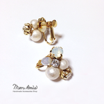 【送料無料】再販！Pearl＆Swaro Bijou Earring（ホワイト系）