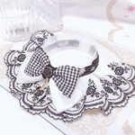 人気♡ケープ首輪🌹刺繍ローズ柄ホワイト×ブラック🌹