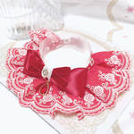 人気♡ケープ首輪🌹刺繍ローズ柄レッド×ホワイト🌹