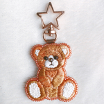 キャラメル　テディベア刺繍キーホルダー