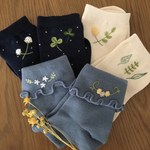 3足セット♪靴下好きさんのための詰め合わせ♪手縫い刺繍＊〜ボタニカルセットC＊