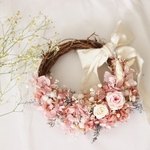 【order可】リングピローになるハーフリース　antique pink（プリザーブドフラワー）⚘リース型リングピロー◎リースブーケ◎