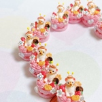 蜂くまデコレーションケーキ　ミニチュア　ハンドメイド　シルバニア　ブライス　