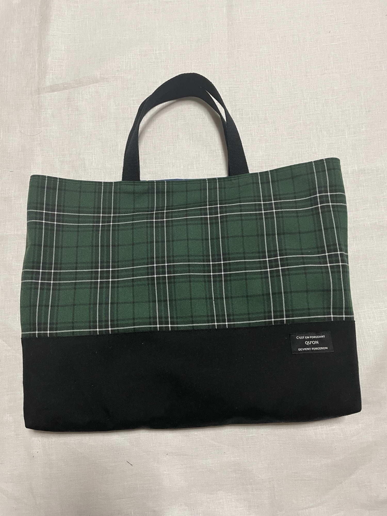 新品レッスンバッグ完売品 グリーンチェック トートバッグ チェック 2WAY トートバッグ