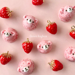 【チタン製ピアス・イヤリング】苺くまアイスとツヤツヤ苺