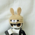 うさぎさん風の小さな帽子　ベージュ　ロボホン、キロボミニにぴったり