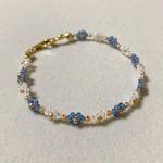 フラワービーズブレスレット〈 plating white × plating blue 〉