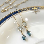 ロンドンブルートパーズのワイヤー装飾 ピアス