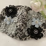 ✾不織布マスクが見えるカバーチャコール薔薇刺繍豪華ケミカルフラワー抗菌クレンゼ