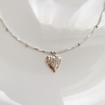all silver × heart ネックレス