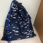 大きめ巾着　お着替え袋にも　お魚柄の巾着袋　