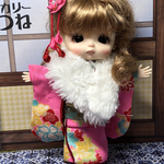 オビツ11振り袖　古布正絹ショール付き22-1