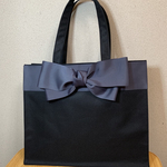 新春セール　Lサイズビッグリボンバッグ　チャコールグレーリボン
