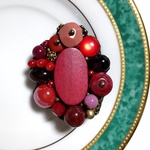 実りのブローチ ２　ビーズ刺繍
