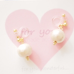 【sale】”for you”  コットンパール　ゆれる　樹脂ノンホールイヤリング 