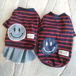 犬服！Msize！ボーダー！ニコちゃんデニムスカート　完成品