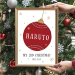 クリスマス🎄オーダーメイドポスター(オーナメント）レッド⚘ A4/クリスマス/命名書/子供部屋/名入れ