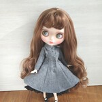 再出品488.※冬服※グレーのフレアロングコート※ブライスアウトフィット※1/6ドール服