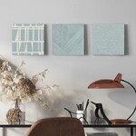 北欧 アートパネル インテリアパネル ウォールパネル ファブリックパネル 18×18cm 正方形 ３枚セット ブルー ジオメトリック モダン
