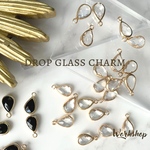 ☆再入荷☆【10pcs】クリスタルドロップガラスチャーム クリア　22048