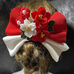 ＊椿×リボン＊　つまみ細工　髪飾り　七五三　成人式　卒業式　結婚式　和装　着物