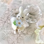 【ブローチ】花咲うさぎ/ドロップフラワーミニ　 #minne_new　