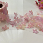 新作★チュール　りぼん★3D お花★ピンクイエロー系　6㎝