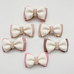 ❤️×20超【新色追加】可愛らしさUPバージョン🎀全6色🎀バイカラーのパールビジュー付きトリプルリボン ヘアゴム ヘアクリップ  ポニーフック 入園・入学式に🌸