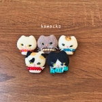 【羊毛フェルト ブローチ】キラキラぷくぷく 猫 ブローチ 