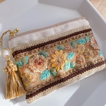 【中】インド刺繍のファスナーポーチ