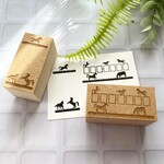 ☆ 【100円お得】馬シルエットハンコ2点セット　郵便番号ハンコ&切手枠ハンコ　セットで400円割引