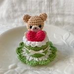 ♡お抹茶♡ちいさなあみぐるみ＊くまちゃんinカップケーキ＊スイーツ＊