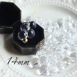 14mm 鈴丸ビーズ クリア 16点入 雫 透明