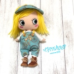 ☆THIERRY☆イーマリーちゃん着せ替えお洋服　トルコブルーサロペット自転車　サンバイザー　ネックレス