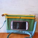 【newカラー】長財布も入るスマホポシェット/11号帆布　草原青空MIX