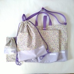 【mamanono様専用】ラベンダー花柄 レッスンバッグ&上靴入れ&体操服入れ&ランチョンマット&コップ入れ 5点セット