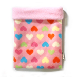 ハリネズミ用寝袋 L（冬用） フリース×フリース ハート パステルピンク / Large Snuggle Sack for Hedgehog