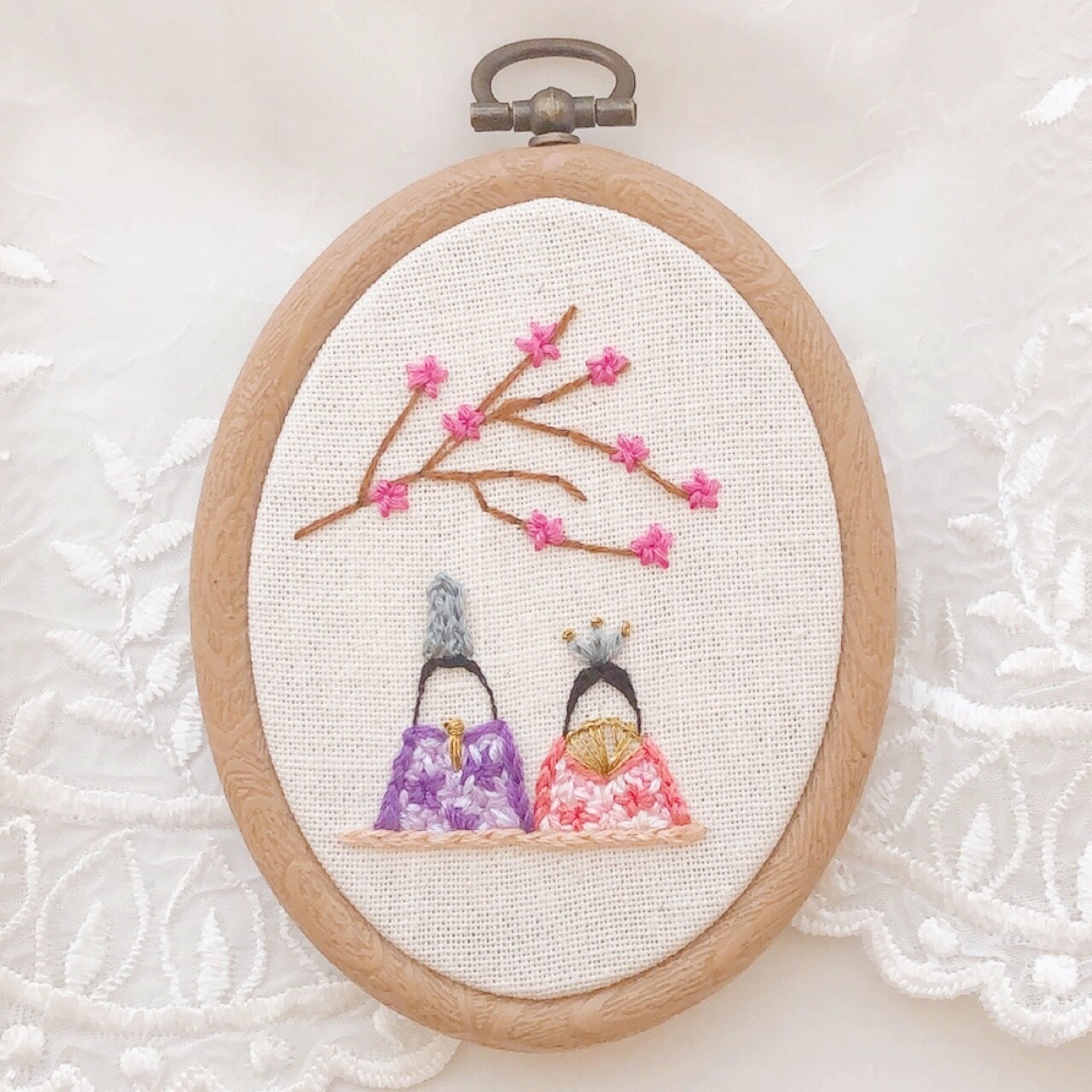 ❁hAnafany❁(専用)55mmくるみボタン　鳥刺繍　ブローチ ❁hAnafany❁(専用) くるみボタン 鳥刺繍 ブローチ - その他