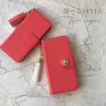  【送料無料】選べるstyle iphone SE2 iphone 7 iphone 8 手帳型ケース シンプル カジュアル パール エレガント タッセル レッド 赤