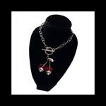 【skull.R@Cherry_chain ネックレス。】レッド 赤 チェリー さくらんぼ チェーン 大きめ 量産型 闇 個性的 ダーク メンヘラ パンク ロック 病みかわいい ゴシック