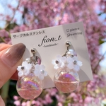 【予約販売】SAKURA ガラスドーム ピアス・イヤリング