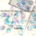 ☆再入荷☆【22pcs】NEWガラス花びらチャーム　ブルーMIX　22055