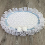 ホワイトスクロールファ〜カフェマット✨犬用　楕円形（62×52ｾﾝﾁ程）