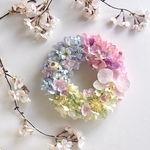 3色の紫陽花と桜のリース＊ひなまつり