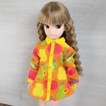 577.【復刻版初代リカちゃん】フルーツ模様のモッズワンピース.オレンジ※リカちゃんアウトフィット